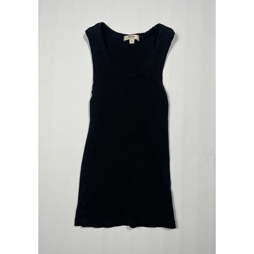 AGOLDE Poppy Tank Top Womens XS Black Sleeveless Ribbed Minimal Basic